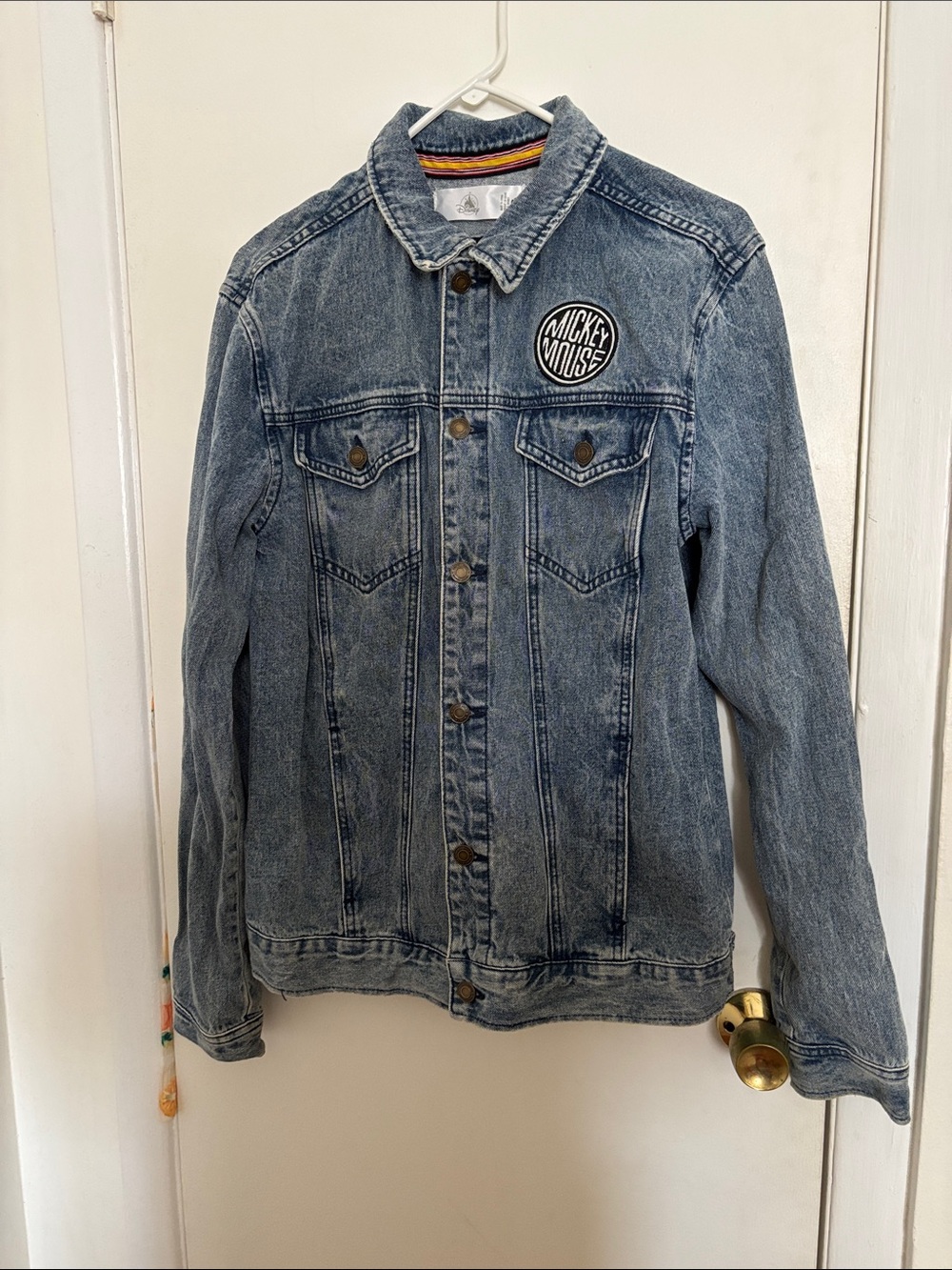 Disney Mickey Mouse Men's Light Wash Denim Jacket - Blue size S